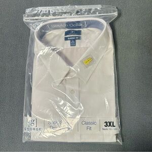 George Mens Classic Fit White Short Sleeve Button Up Dress Shirt 3 XL NWT